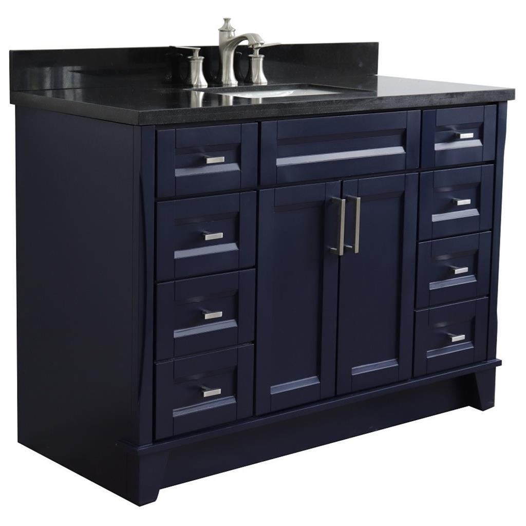 Bellaterra Terni 49" Single Vanity, Blue, Black Galaxy Granite Top/Rectangle Sink