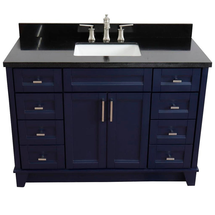 Bellaterra Terni 49" Single Vanity, Blue, Black Galaxy Granite Top/Rectangle Sink