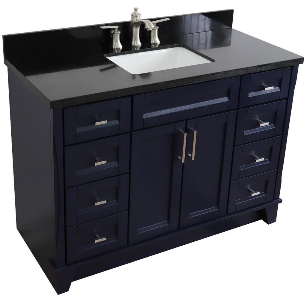 Bellaterra Terni 49" Single Vanity, Blue, Black Galaxy Granite Top/Rectangle Sink