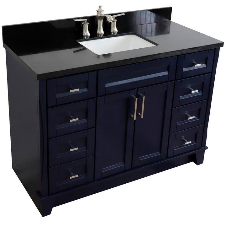 Bellaterra Terni 49" Single Vanity, Blue, Black Galaxy Granite Top/Rectangle Sink