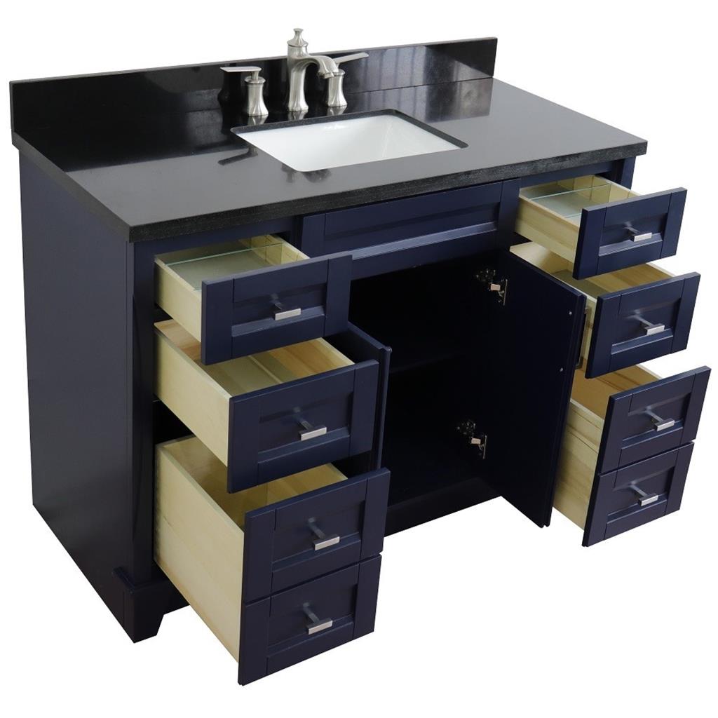 Bellaterra Terni 49" Single Vanity, Blue, Black Galaxy Granite Top/Rectangle Sink