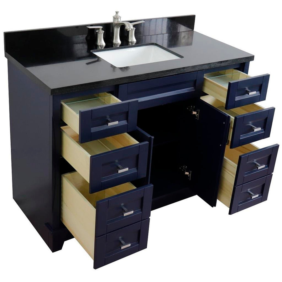 Bellaterra Terni 49" Single Vanity, Blue, Black Galaxy Granite Top/Rectangle Sink