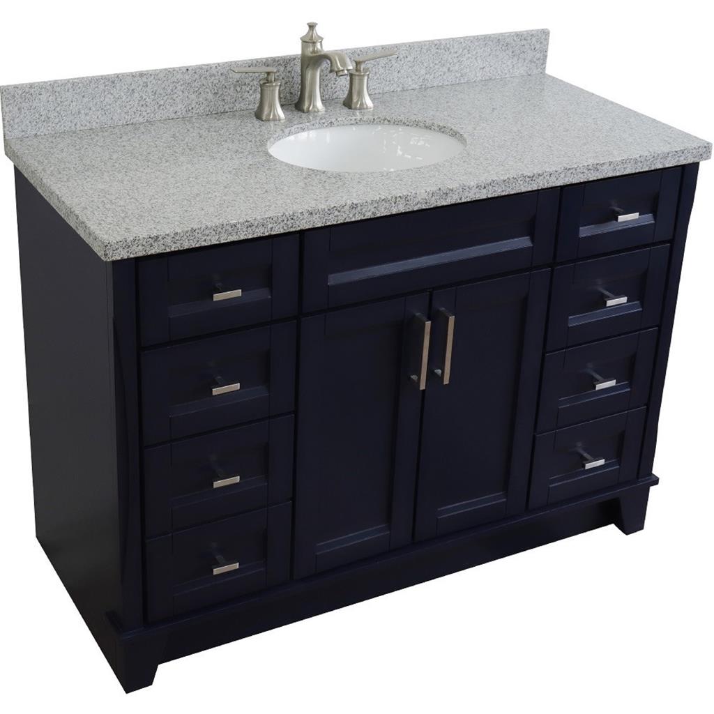 Bellaterra Terni 49" Single Vanity, Blue, Gray Granite Top/Oval Sink