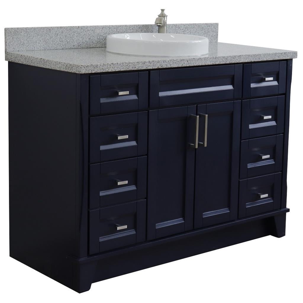 Bellaterra Terni 49" Single Vanity, Blue, Gray Granite Top/Round Sink