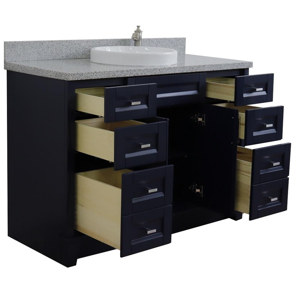 Bellaterra Terni 49" Single Vanity, Blue, Gray Granite Top/Round Sink