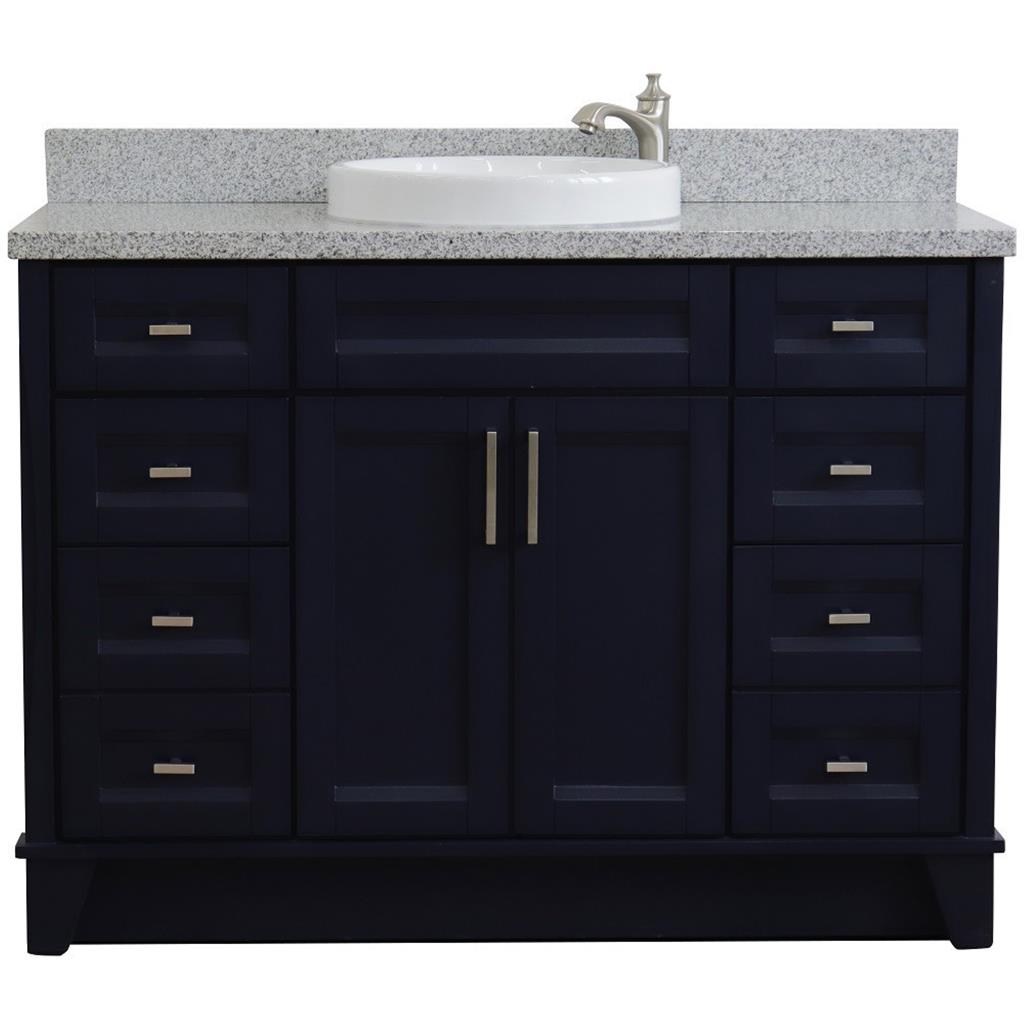 Bellaterra Terni 49" Single Vanity, Blue, Gray Granite Top/Round Sink