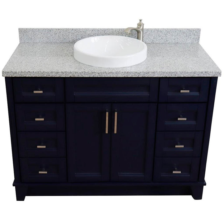 Bellaterra Terni 49" Single Vanity, Blue, Gray Granite Top/Round Sink