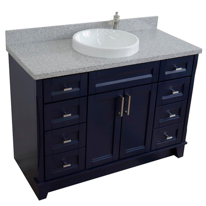 Bellaterra Terni 49" Single Vanity, Blue, Gray Granite Top/Round Sink