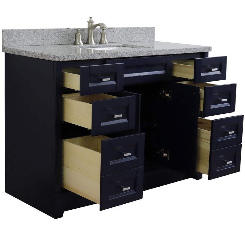 Bellaterra Terni 49" Single Vanity, Blue, Gray Granite Top/Rectangle Sink