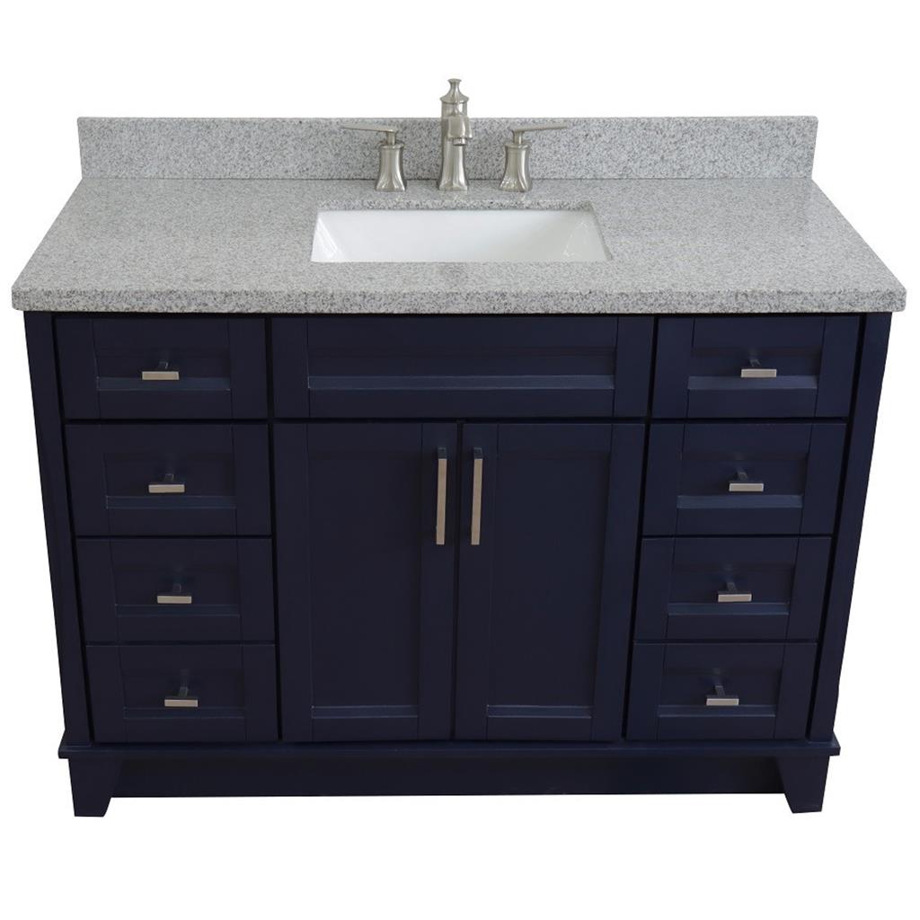 Bellaterra Terni 49" Single Vanity, Blue, Gray Granite Top/Rectangle Sink