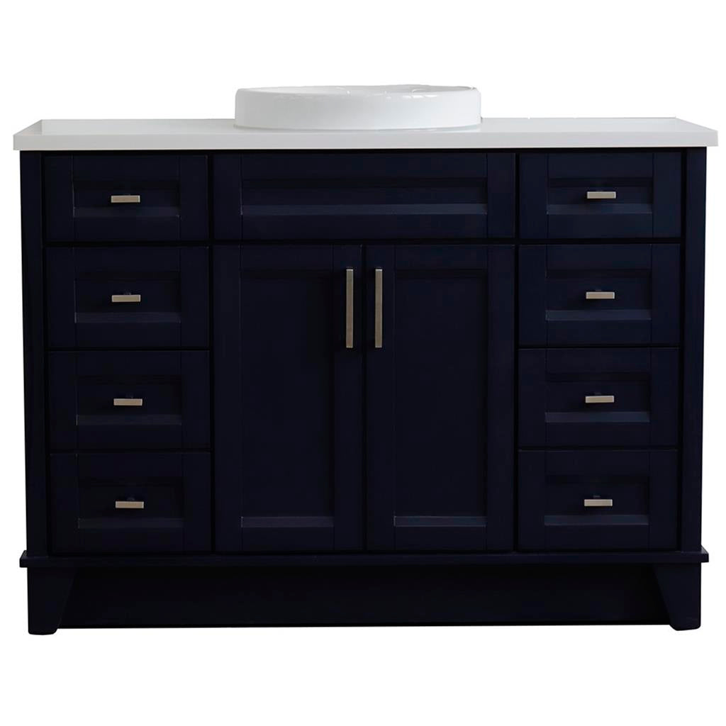 Bellaterra Terni 49" Single Vanity, Blue, White Quartz Top/Round Sink