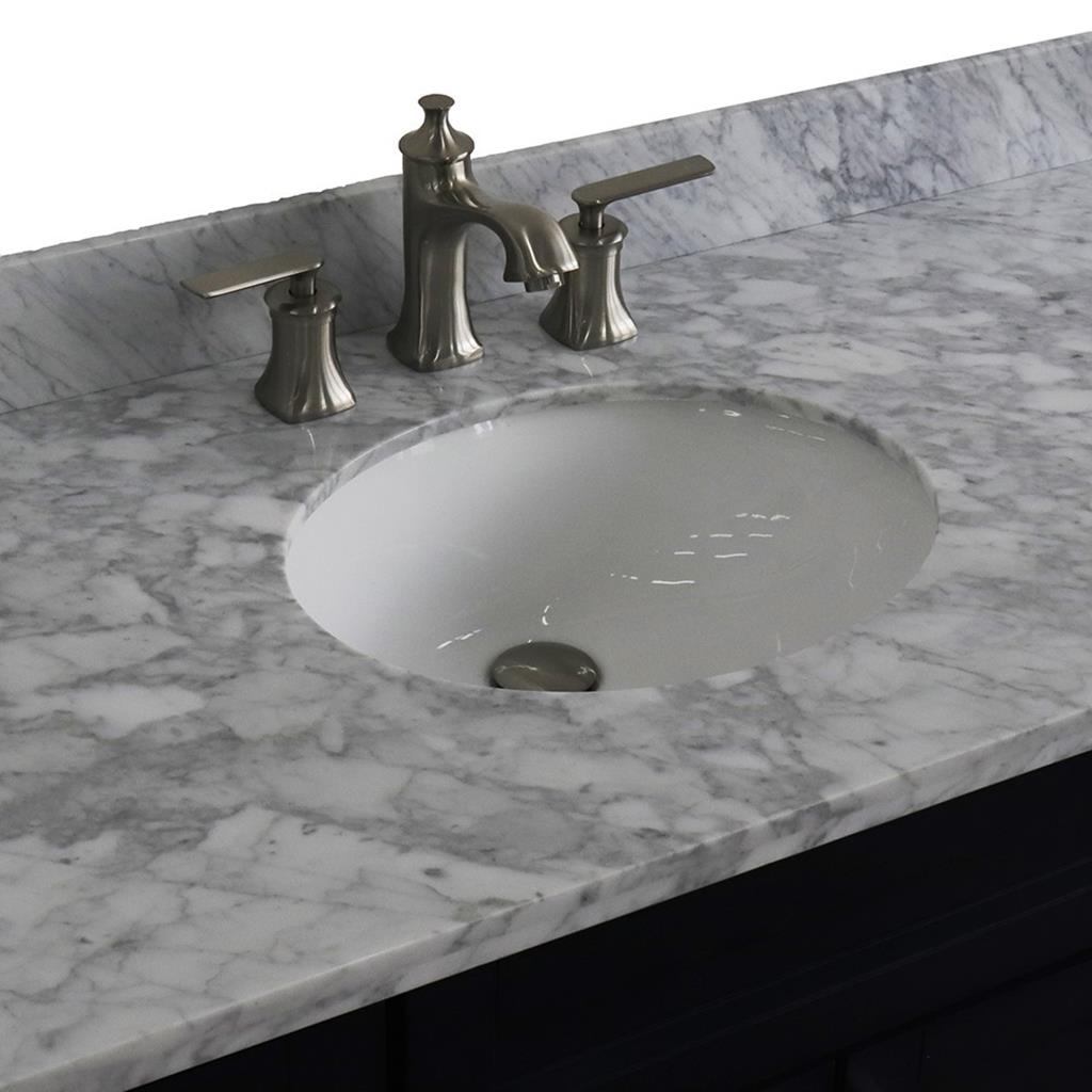 Bellaterra Terni 49" Single Vanity, Blue, White Carrara Marble Top/Oval Sink