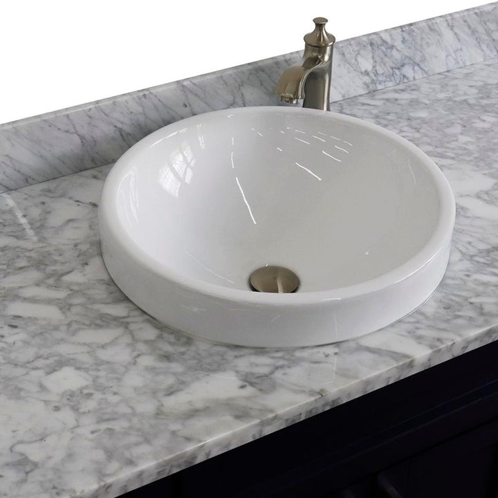 Bellaterra Terni 49" Single Vanity, Blue, White Carrara Marble Top/Round Sink