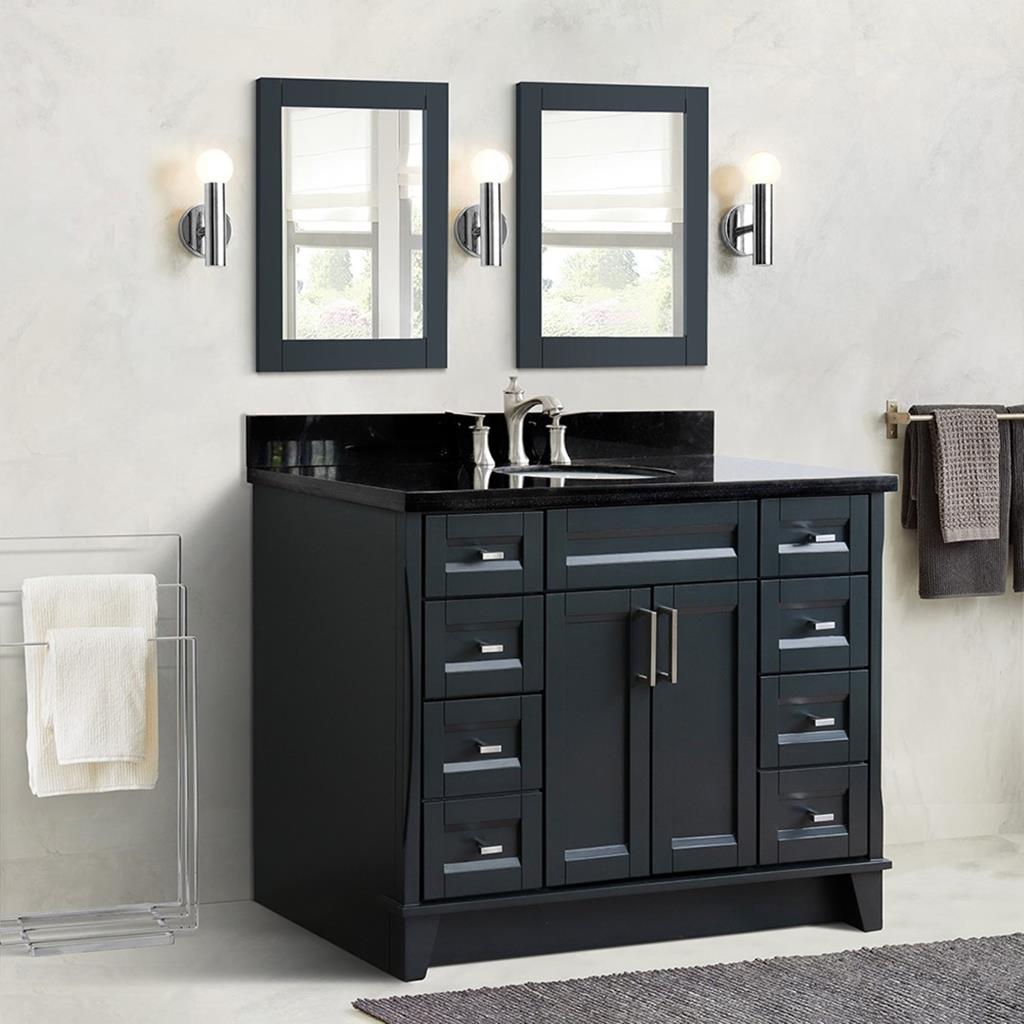 Bellaterra Terni 49" Single Vanity, Dark Gray, Black Galaxy Granite Top/Oval Sink