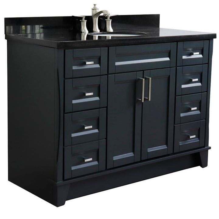 Bellaterra Terni 49" Single Vanity, Dark Gray, Black Galaxy Granite Top/Oval Sink