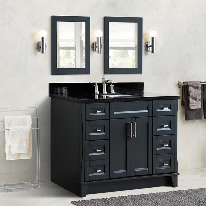 Bellaterra Terni 49" Single Vanity, Dark Gray, Black Galaxy Granite Top/Rectangle Sink