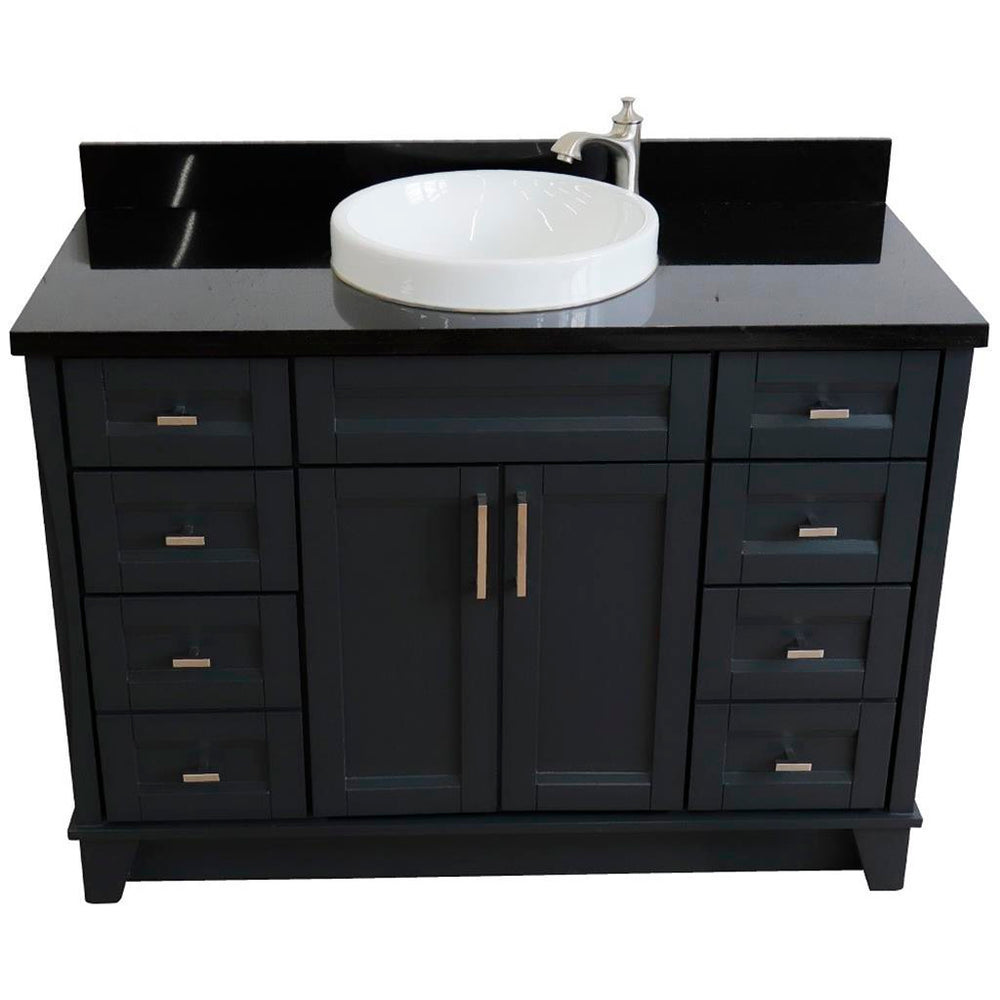 Bellaterra Terni 49" Single Vanity, Dark Gray, Black Galaxy Granite Top/Round Sink