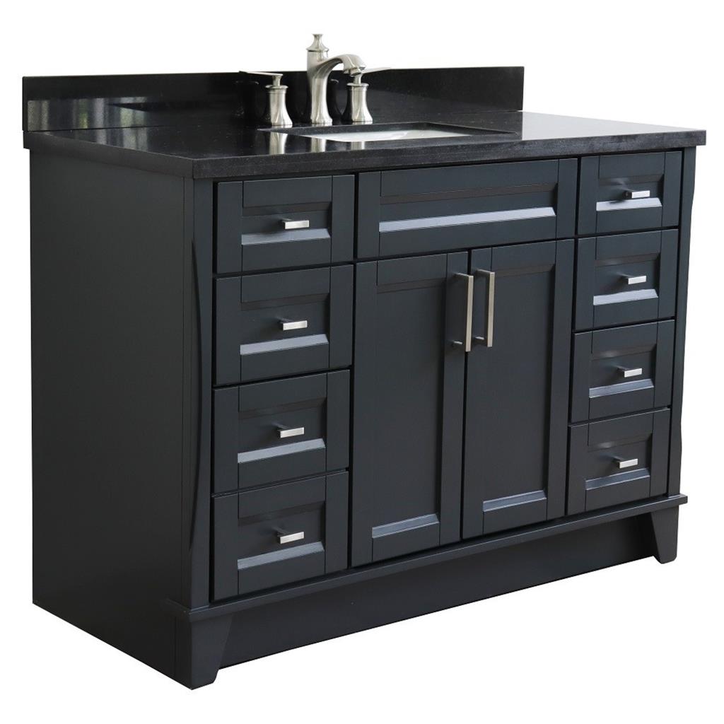 Bellaterra Terni 49" Single Vanity, Dark Gray, Black Galaxy Granite Top/Rectangle Sink