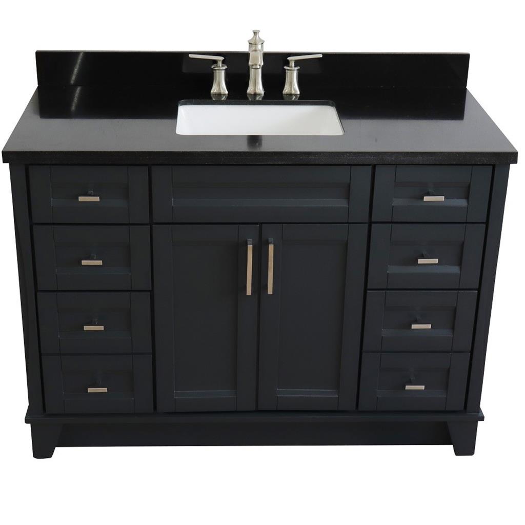 Bellaterra Terni 49" Single Vanity, Dark Gray, Black Galaxy Granite Top/Rectangle Sink