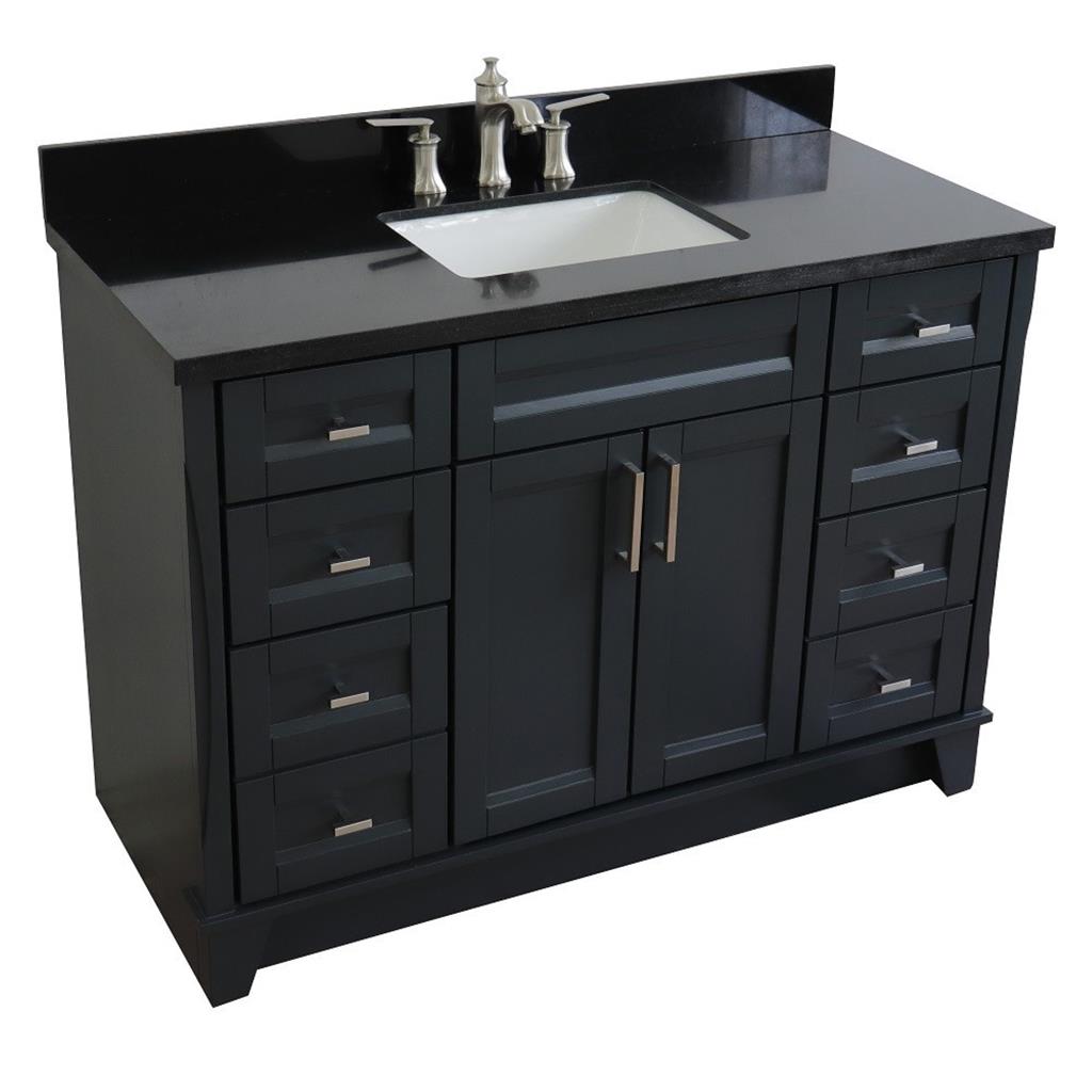 Bellaterra Terni 49" Single Vanity, Dark Gray, Black Galaxy Granite Top/Rectangle Sink