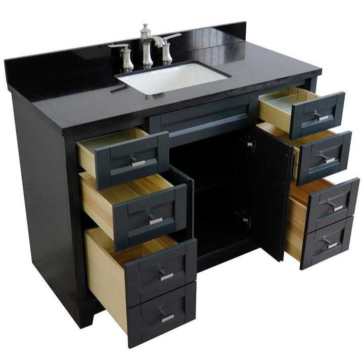 Bellaterra Terni 49" Single Vanity, Dark Gray, Black Galaxy Granite Top/Rectangle Sink