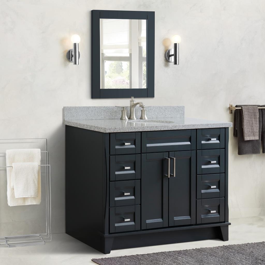 Bellaterra Terni 49" Single Vanity, Dark Gray, Gray Granite Top/Oval Sink