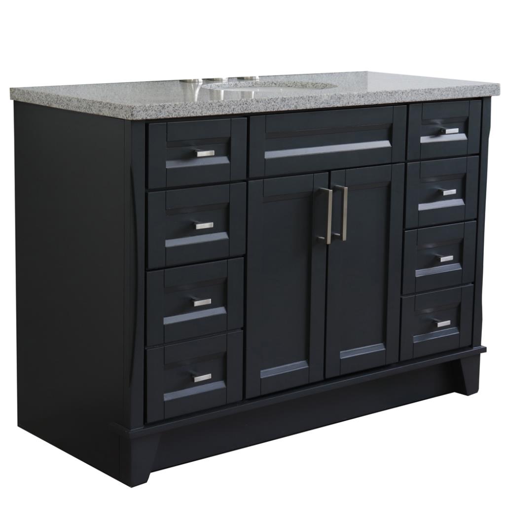 Bellaterra Terni 49" Single Vanity, Dark Gray, Gray Granite Top/Oval Sink