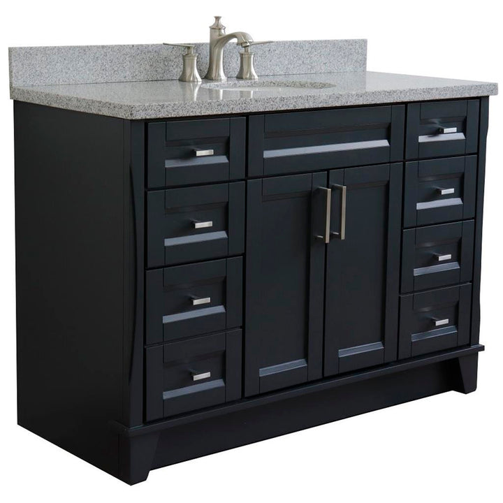 Bellaterra Terni 49" Single Vanity, Dark Gray, Gray Granite Top/Oval Sink