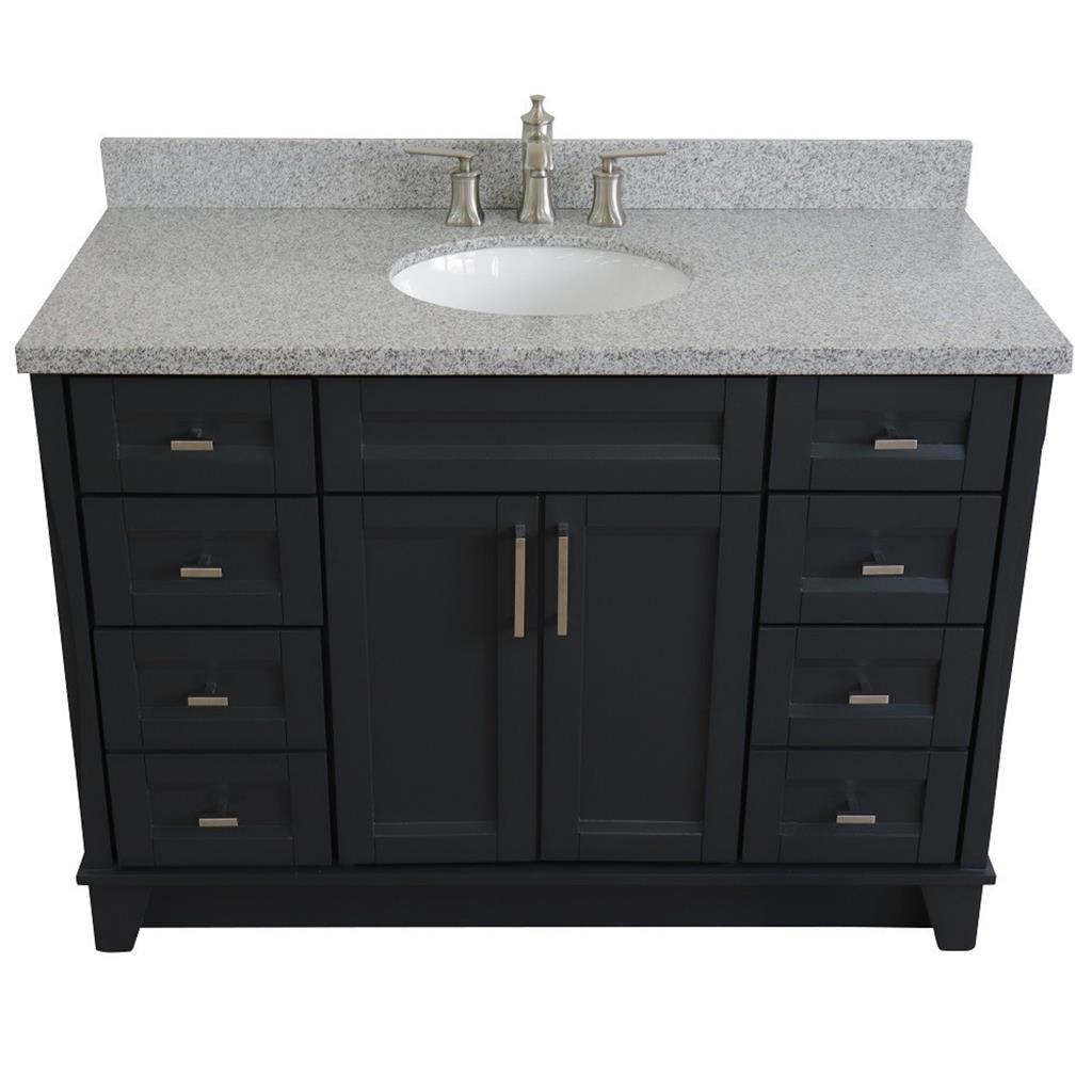 Bellaterra Terni 49" Single Vanity, Dark Gray, Gray Granite Top/Oval Sink