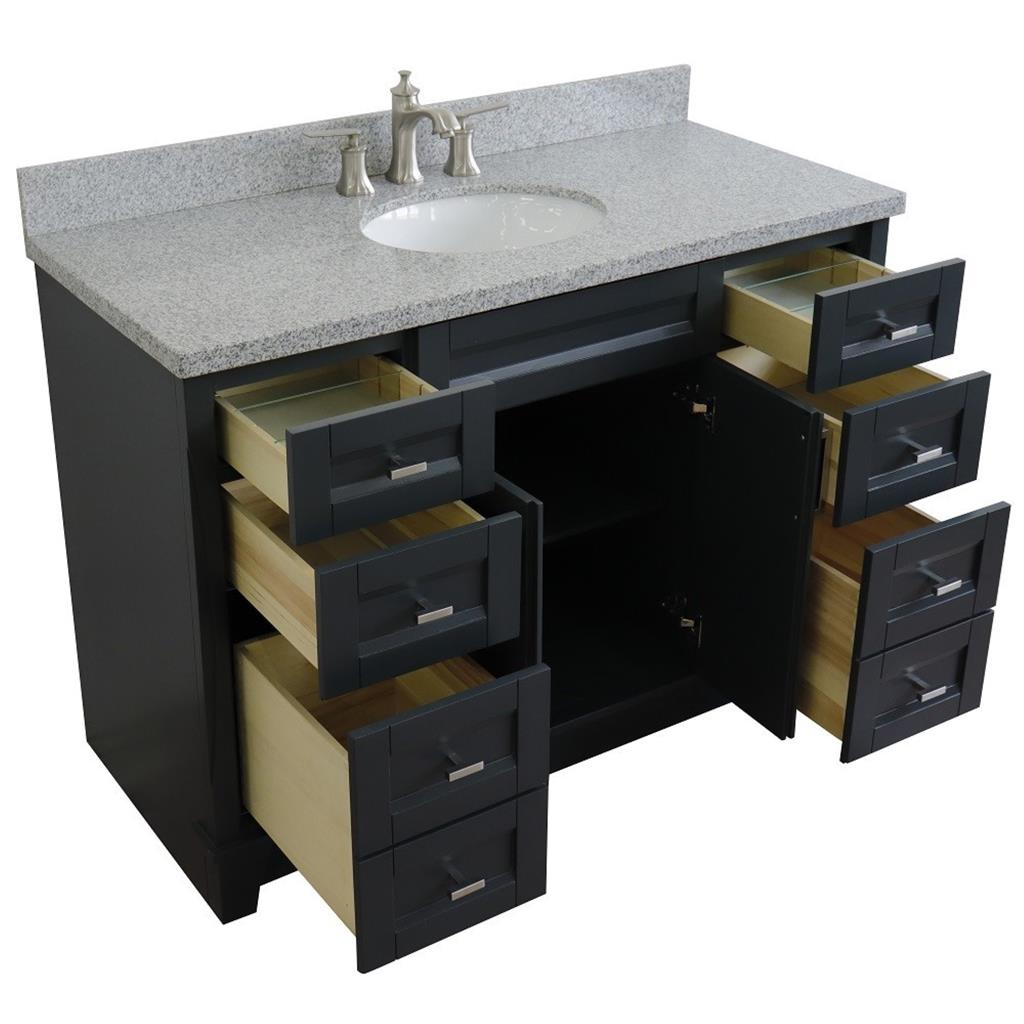 Bellaterra Terni 49" Single Vanity, Dark Gray, Gray Granite Top/Oval Sink