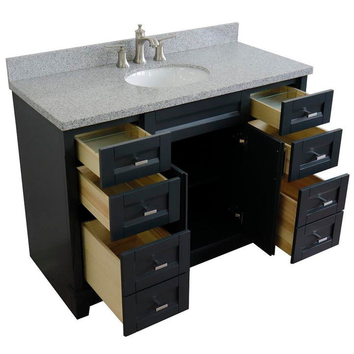 Bellaterra Terni 49" Single Vanity, Dark Gray, Gray Granite Top/Oval Sink