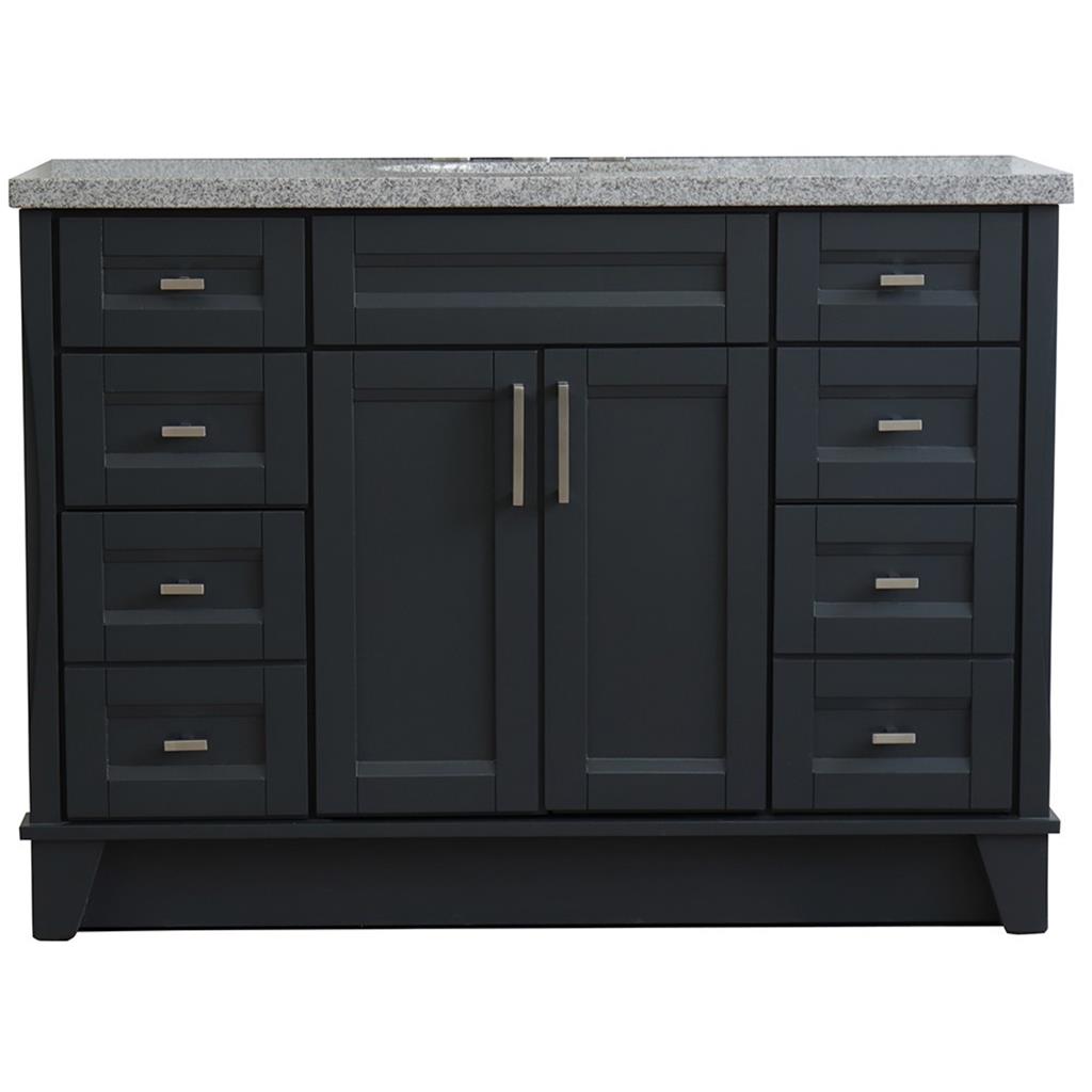 Bellaterra Terni 49" Single Vanity, Dark Gray, Gray Granite Top/Oval Sink