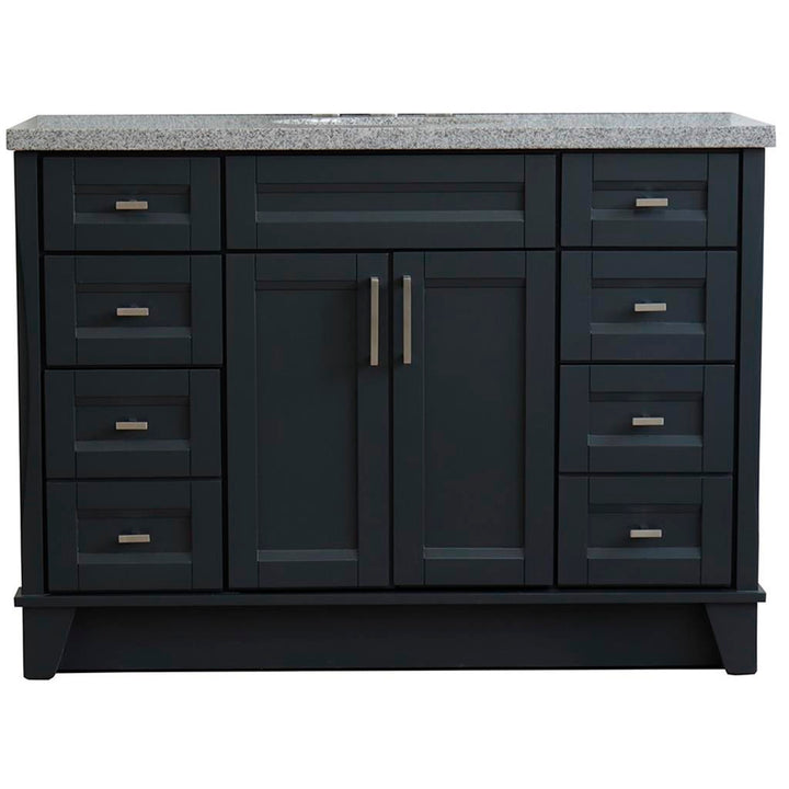 Bellaterra Terni 49" Single Vanity, Dark Gray, Gray Granite Top/Oval Sink