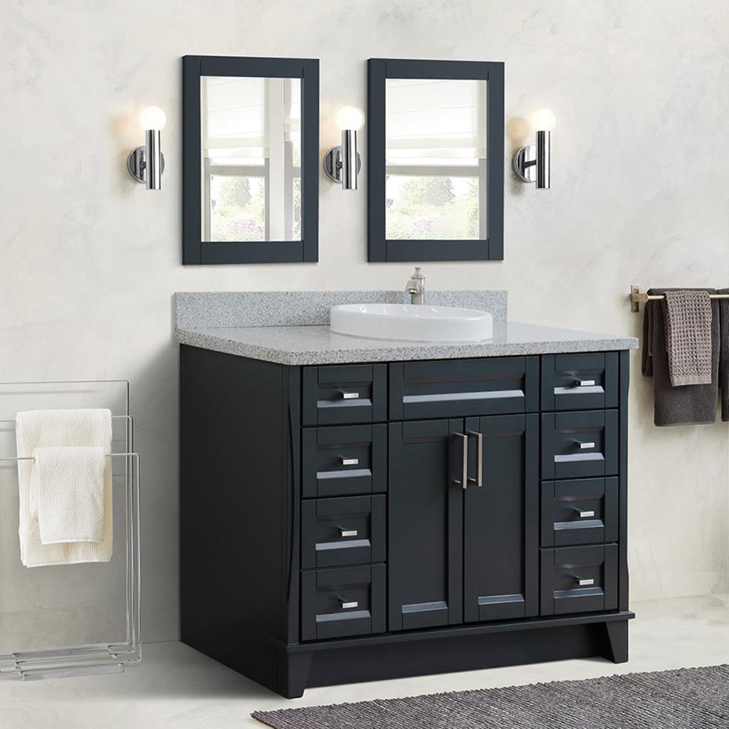 Bellaterra Terni 49" Single Vanity, Dark Gray, Gray Granite Top/Round Sink