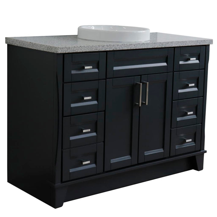 Bellaterra Terni 49" Single Vanity, Dark Gray, Gray Granite Top/Round Sink