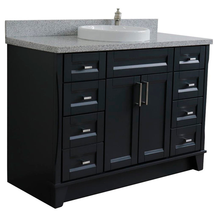 Bellaterra Terni 49" Single Vanity, Dark Gray, Gray Granite Top/Round Sink