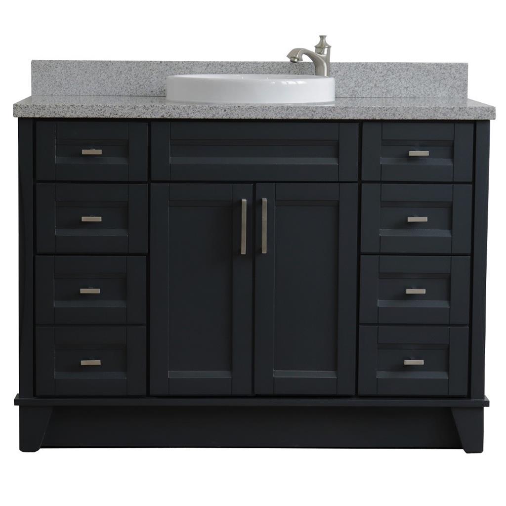 Bellaterra Terni 49" Single Vanity, Dark Gray, Gray Granite Top/Round Sink