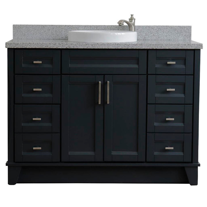 Bellaterra Terni 49" Single Vanity, Dark Gray, Gray Granite Top/Round Sink