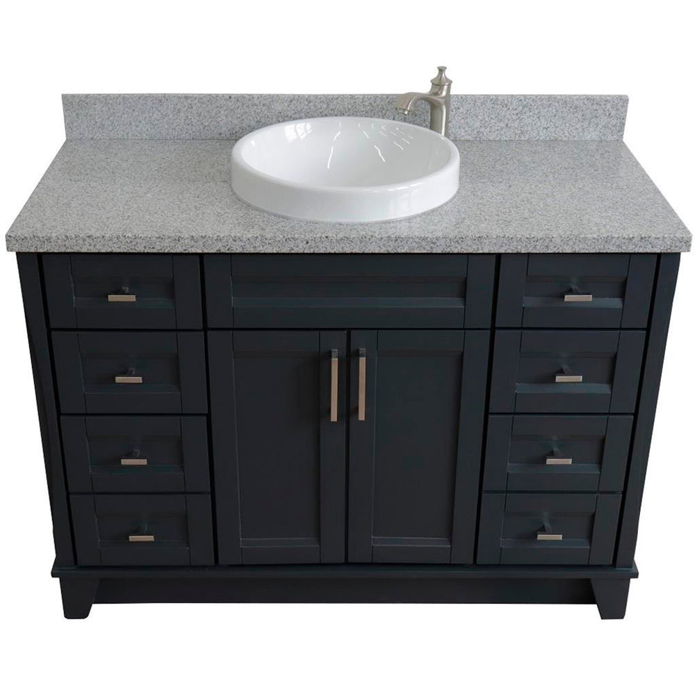 Bellaterra Terni 49" Single Vanity, Dark Gray, Gray Granite Top/Round Sink