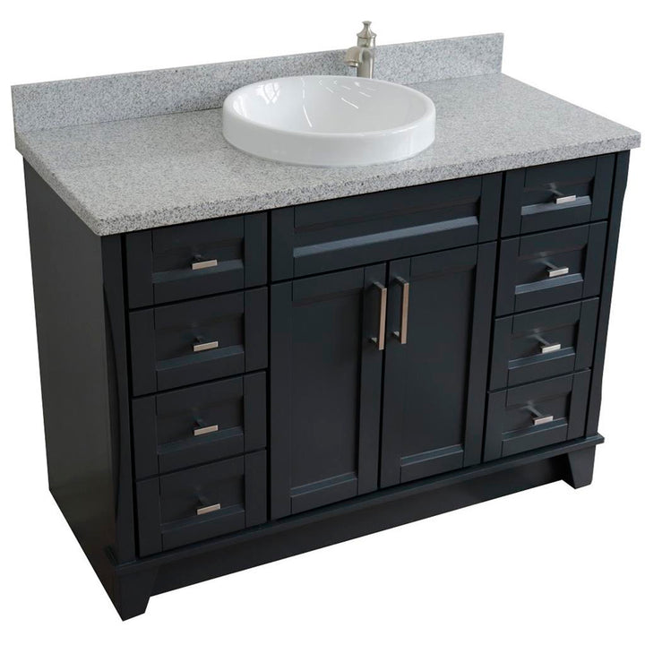 Bellaterra Terni 49" Single Vanity, Dark Gray, Gray Granite Top/Round Sink