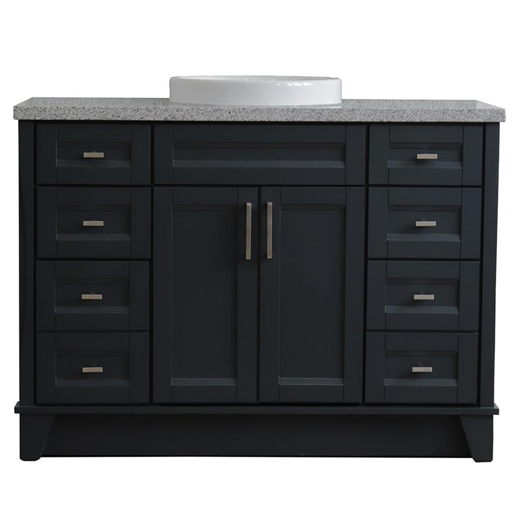 Bellaterra Terni 49" Single Vanity, Dark Gray, Gray Granite Top/Round Sink