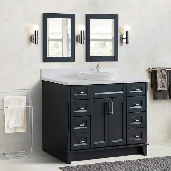 Bellaterra Terni 49" Single Vanity, Dark Gray, White Quartz Top/Round Sink