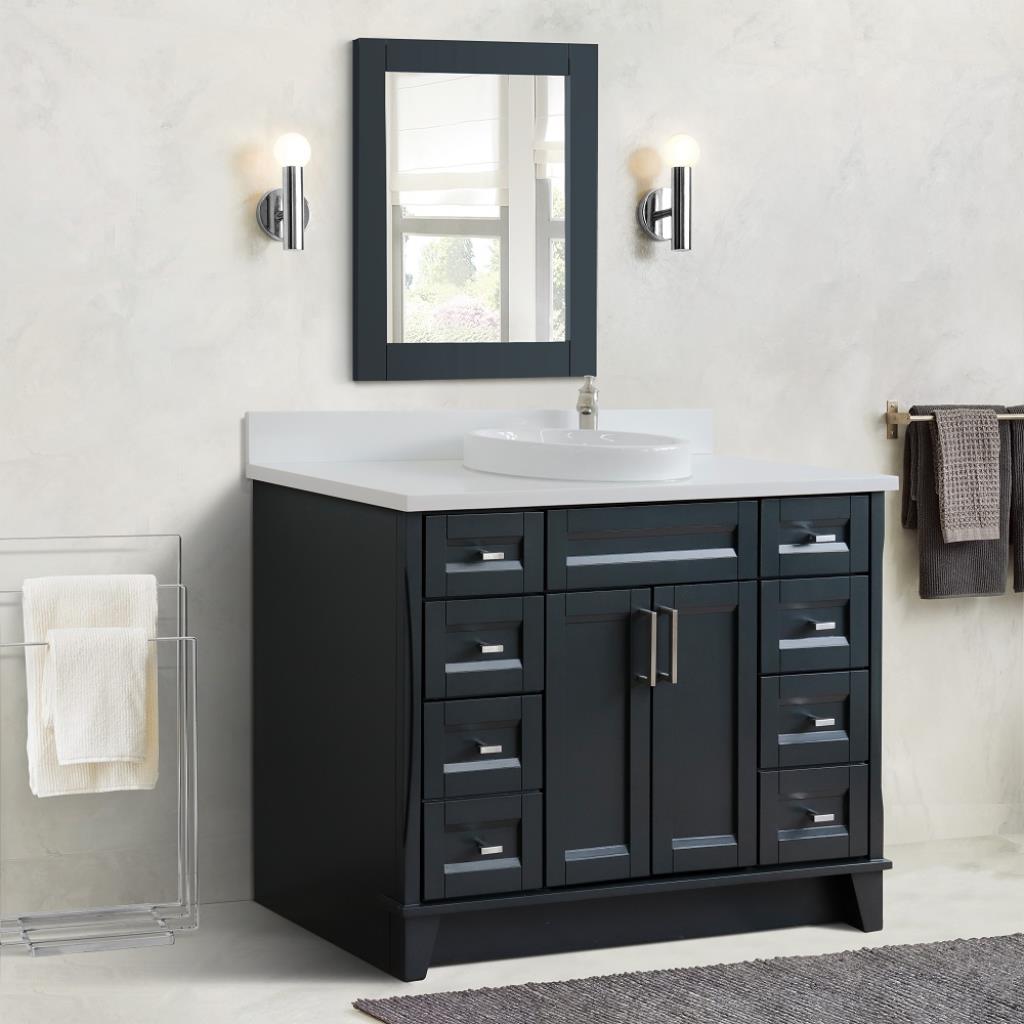 Bellaterra Terni 49" Single Vanity, Dark Gray, White Quartz Top/Round Sink