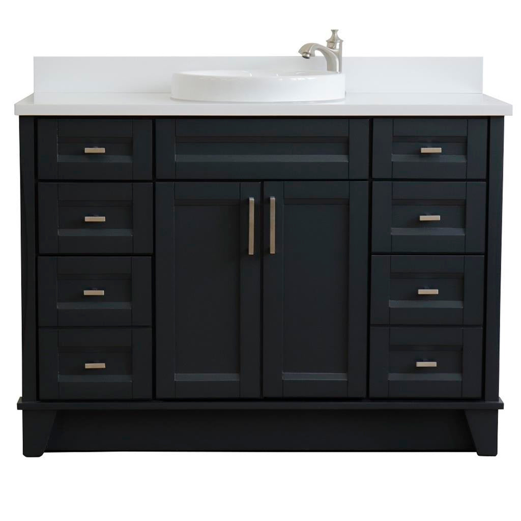 Bellaterra Terni 49" Single Vanity, Dark Gray, White Quartz Top/Round Sink