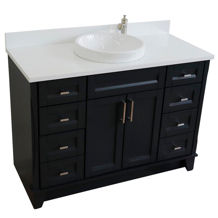 Bellaterra Terni 49" Single Vanity, Dark Gray, White Quartz Top/Round Sink