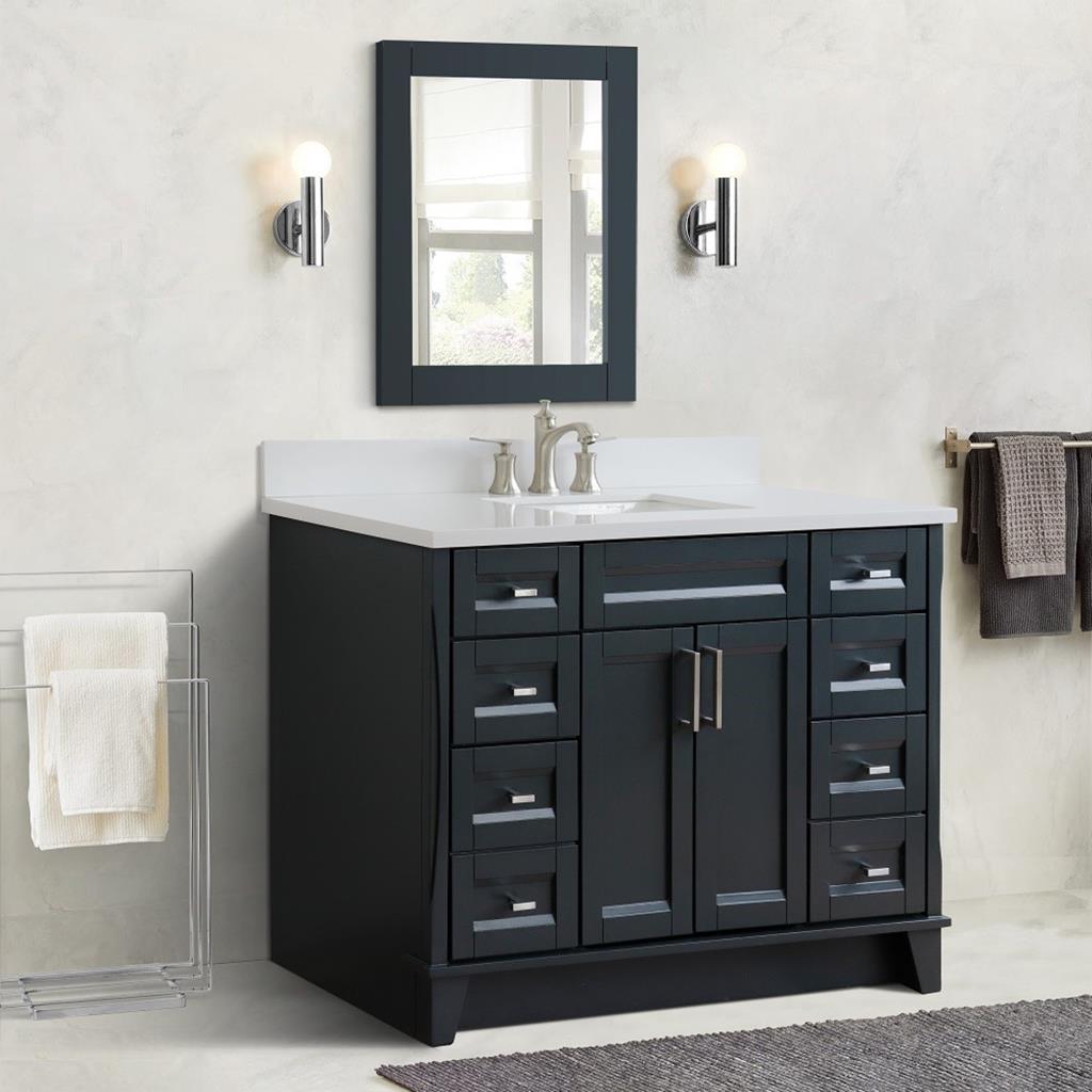 Bellaterra Terni 49" Single Vanity, Dark Gray, White Quartz Top/Rectangle Sink