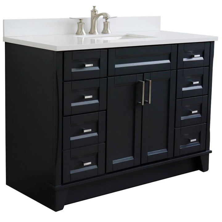 Bellaterra Terni 49" Single Vanity, Dark Gray, White Quartz Top/Rectangle Sink