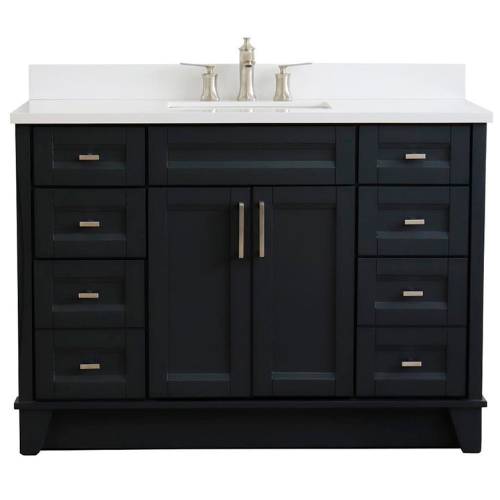 Bellaterra Terni 49" Single Vanity, Dark Gray, White Quartz Top/Rectangle Sink