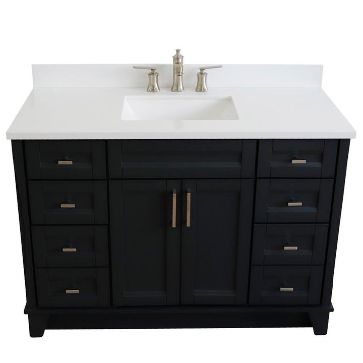 Bellaterra Terni 49" Single Vanity, Dark Gray, White Quartz Top/Rectangle Sink