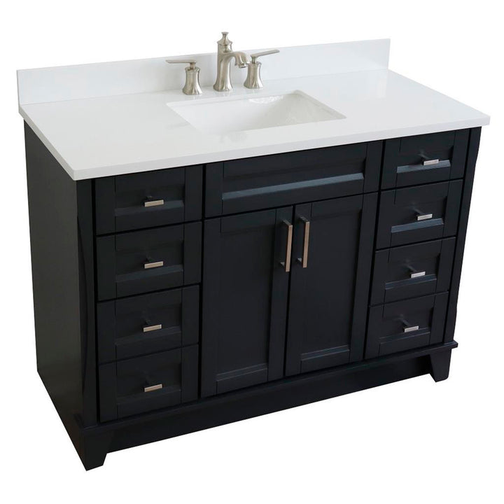 Bellaterra Terni 49" Single Vanity, Dark Gray, White Quartz Top/Rectangle Sink